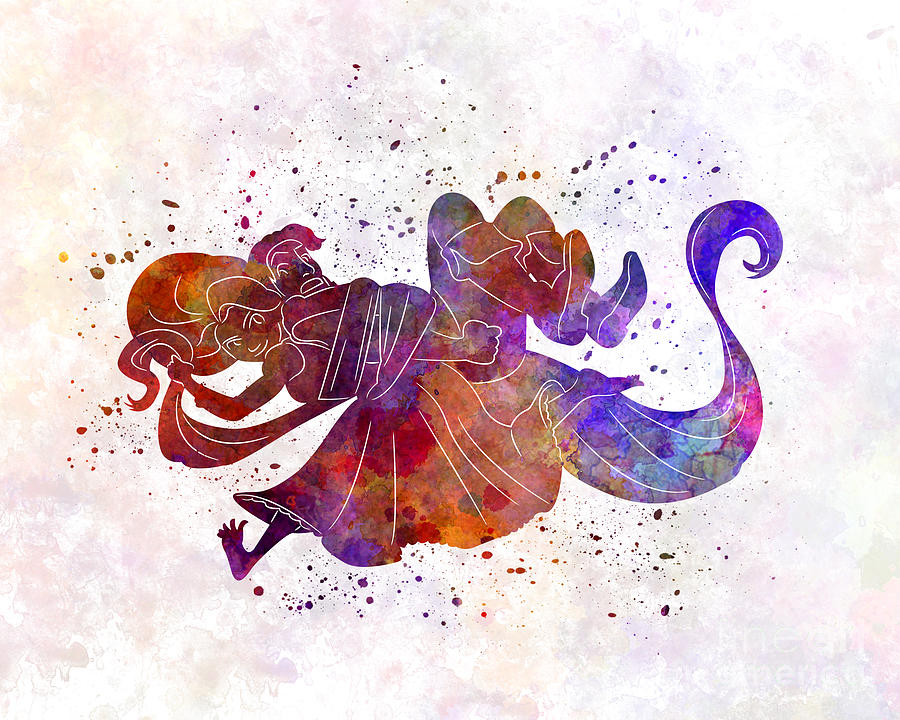 900x720 Rapunzel And Partner 01 In Watercolor Painting By Pablo Romero - Rapunzel Watercolor