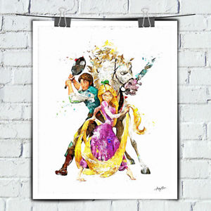 300x300 Rapunzel Watercolor Painting Canvas Art Hd Print Disney Bedroom - Rapunzel Watercolor