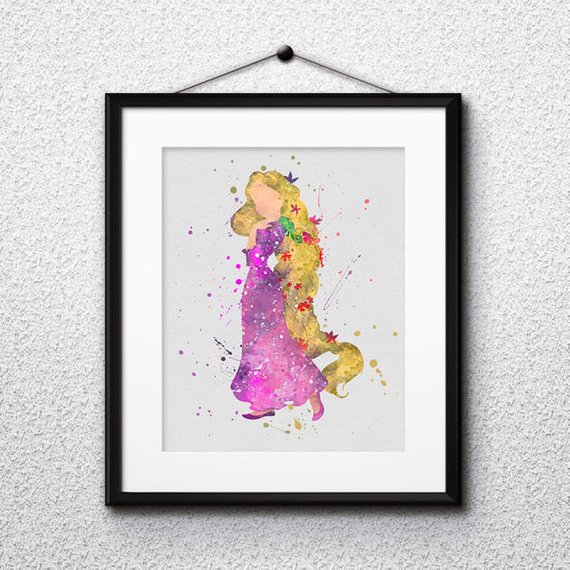 570x570 Princess Rapunzel Watercolor Print Rapunzel Disney Art Etsy - Rapunzel Watercolor