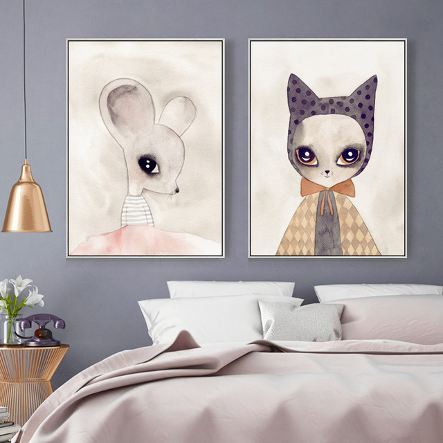 640x640 Cartoon Canvas Prints Princess Posters Cute Miss Rat Watercolor - Rat Watercolor