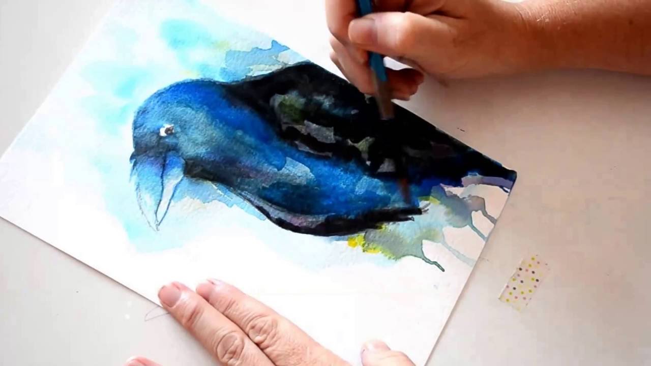 1280x720 Painting Tutorial - Raven Watercolor