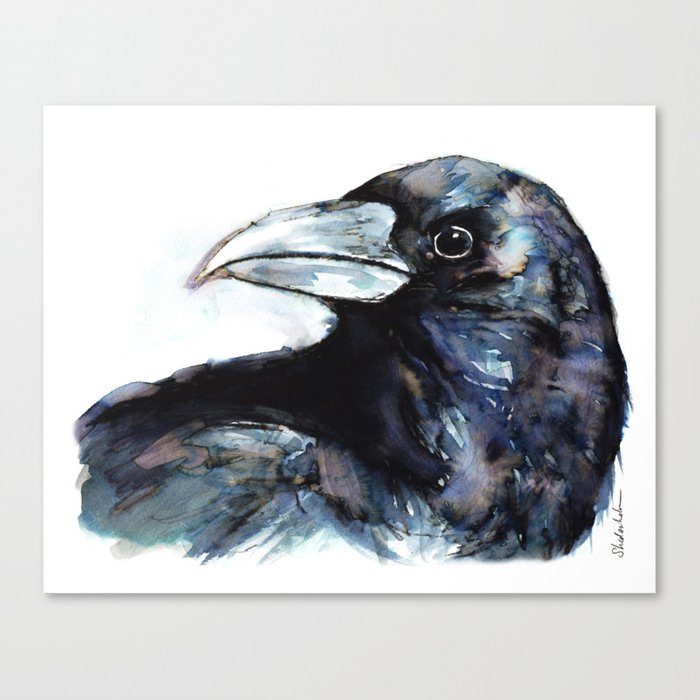 700x700 Raven, Watercolor Canvas Print By Kendrashedenhelm Society6 - Raven Watercolor
