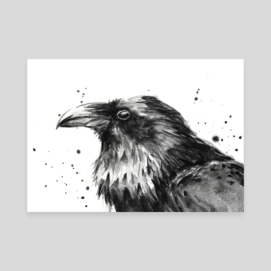 540x540 Raven Watercolor, An Art Canvas By Olga Shvartsur - Raven Watercolor