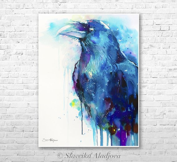 570x524 Raven Watercolor Painting Print By Slaveika Aladjova Art Etsy - Raven Watercolor