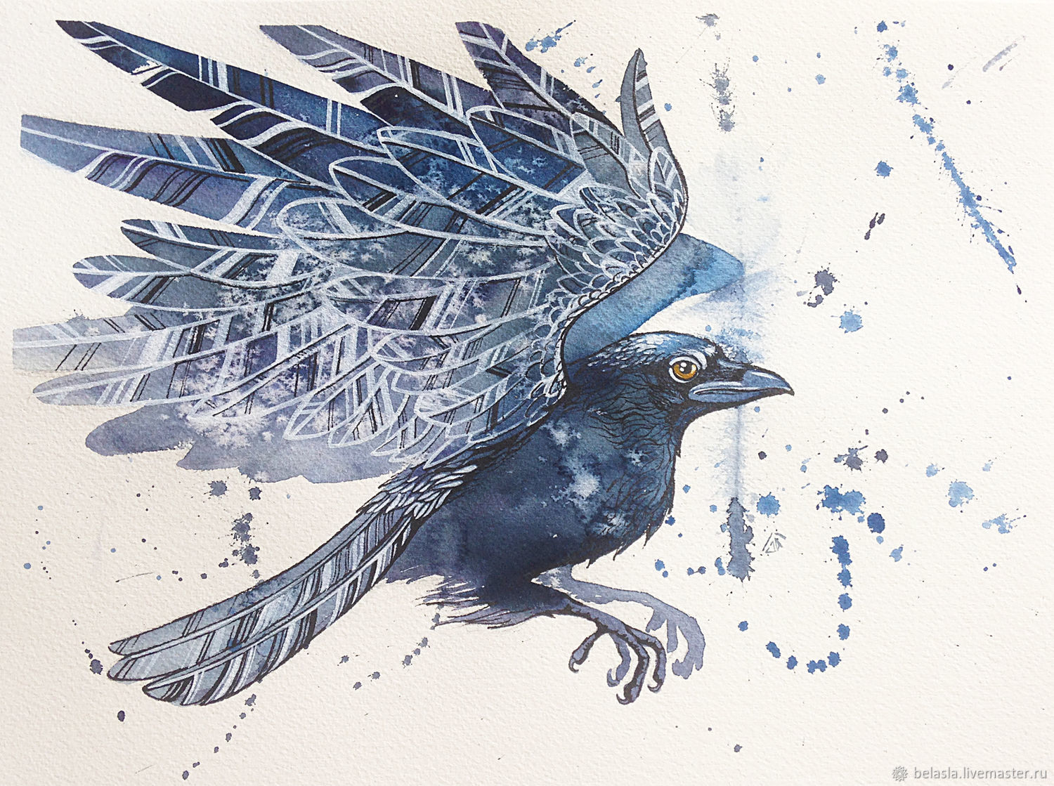 1500x1119 Watercolor Painting, Space Raven Shop Online On Livemaster With - Raven Watercolor