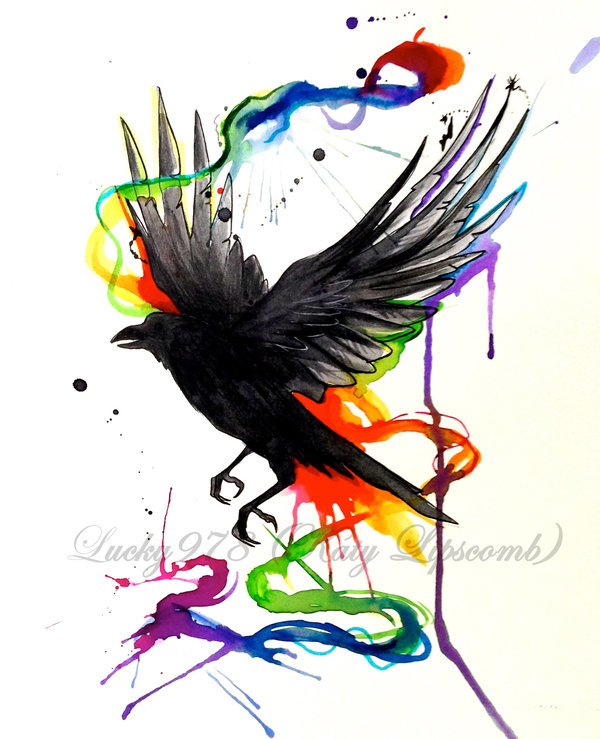 600x739 Crow Watercolor Tattoo By Lucky978 - Raven Watercolor Tattoo