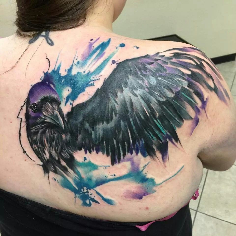 Raven Watercolor Tattoo at PaintingValley.com | Explore collection of ...