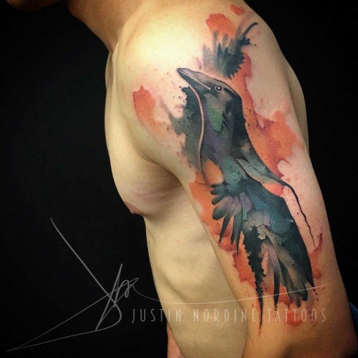 510x510 Watercolor Tattoo Shoulder Best Tattoo Ideas Gallery - Raven Watercolor Tattoo
