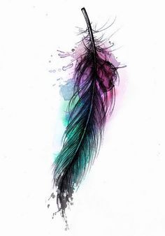236x338 Raven Feather Watercolour Tattoo - Raven Watercolor Tattoo