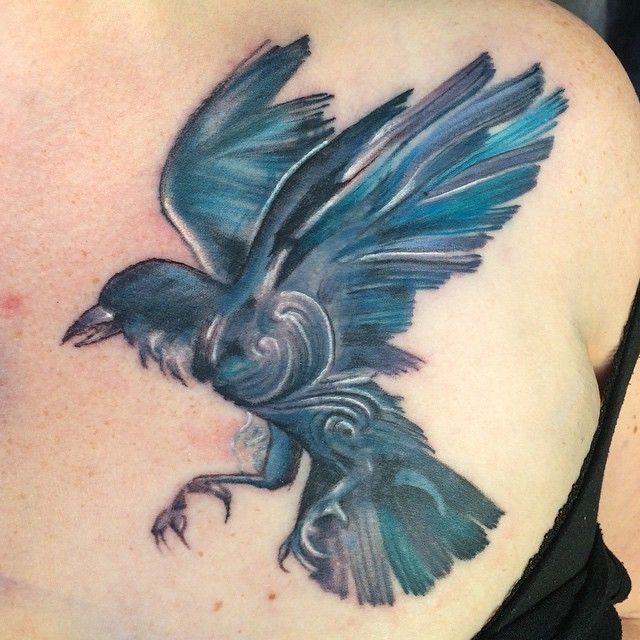 640x640 Raven Watercolor Tattoo - Raven Watercolor Tattoo