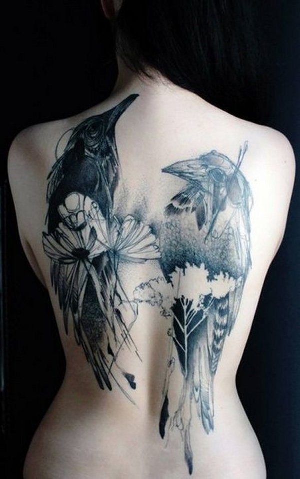 600x957 Mysterious Raven Tattoos Art And Design - Raven Watercolor Tattoo