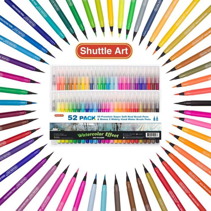696x696 Real Watercolor Brush Pens, 50 Colors + 2 Water Brush Pens - Real Watercolor