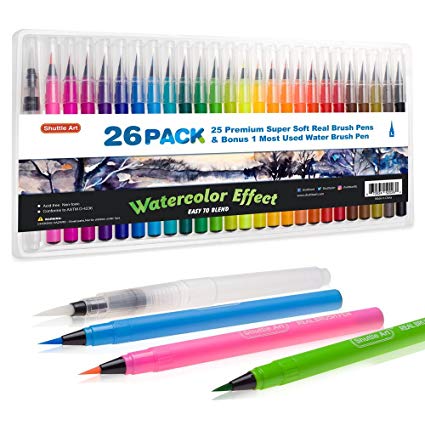 425x425 Shuttle Art 26 Pack Real Watercolor Brush Pens, 25 - Real Watercolor