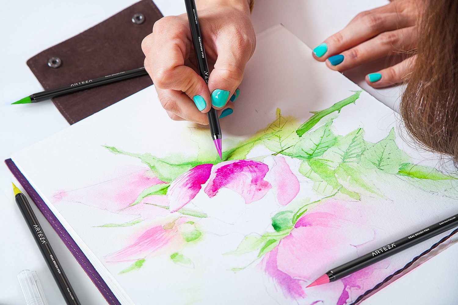 1500x1000 Arteza Real Brush Pens (Set Of 48) - Real Watercolor