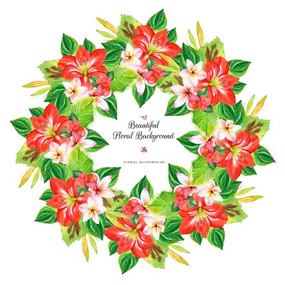 416x416 Hawaiian Wreath With Realistic Watercolor Premium Clipart - Realistic Watercolor Flowers