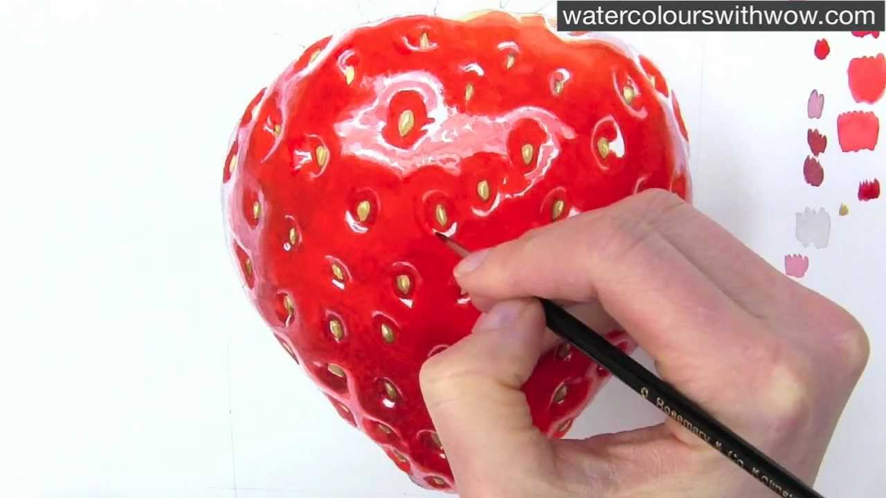 1280x720 How To Paint A Realistic Strawberry In Watercolor By Anna Mason - Realistic Watercolor Painting Techniques