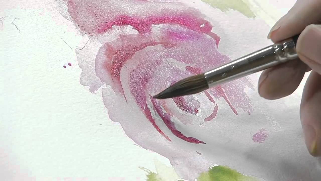 1280x720 How To Paint A Red Flower With Green Leaves Using Watercolors - Red And Green Watercolor