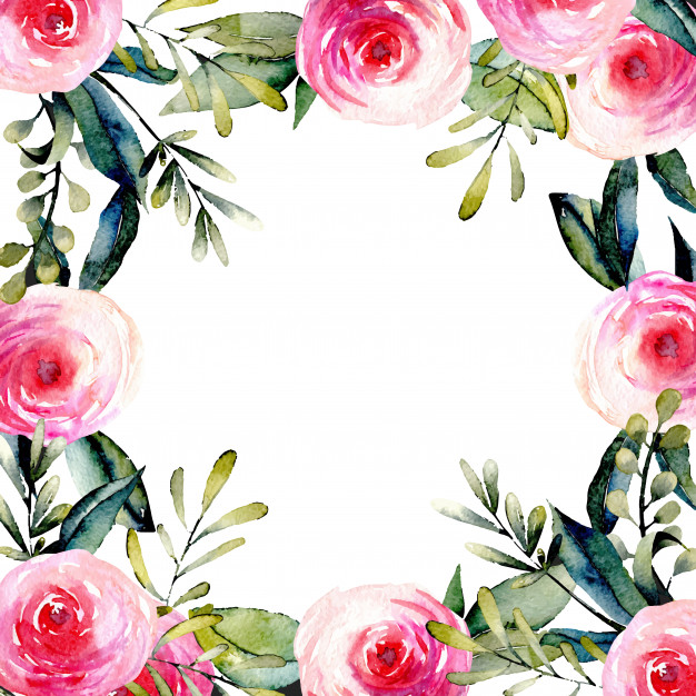 626x626 Watercolor Red Roses And Green Leaves Card Template Vector - Red And Green Watercolor