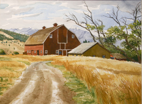 498x366 Old Red Barn (Watercolor) - Red Barn Watercolor