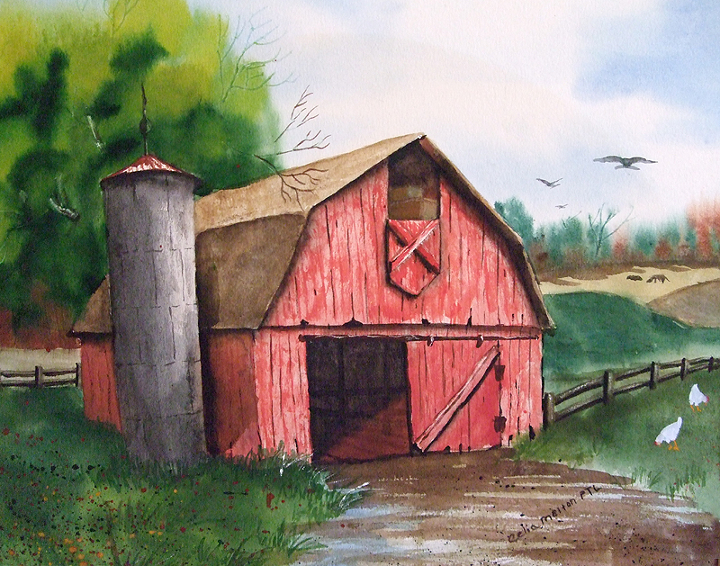 Red Barn Watercolor At Paintingvalley Com Explore Collection Of