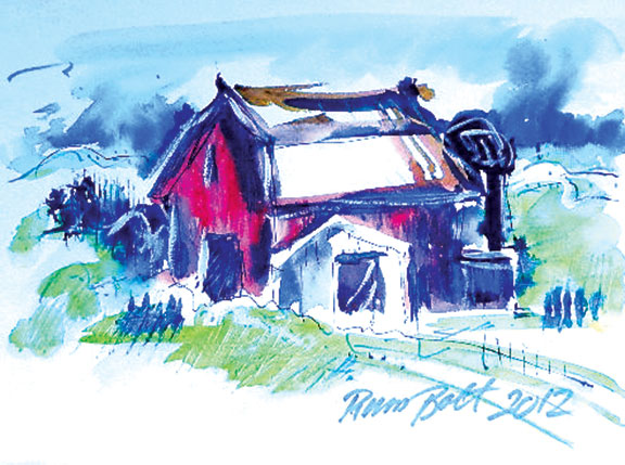 576x429 Red Barn - Red Barn Watercolor