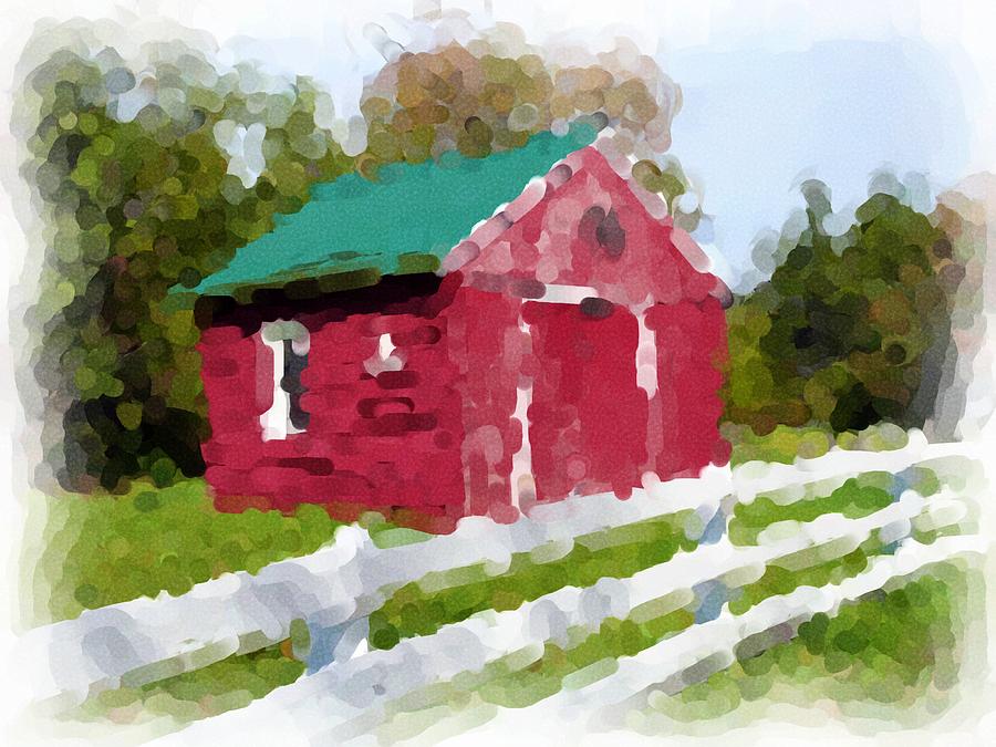 900x675 Red Barn Vermont Watercolor Photograph By Ralph Liebstein - Red Barn Watercolor
