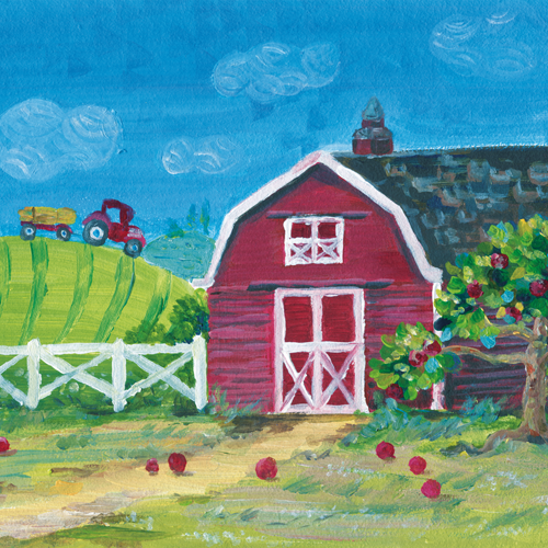 500x500 Red Barn R2backdrops - Red Barn Watercolor