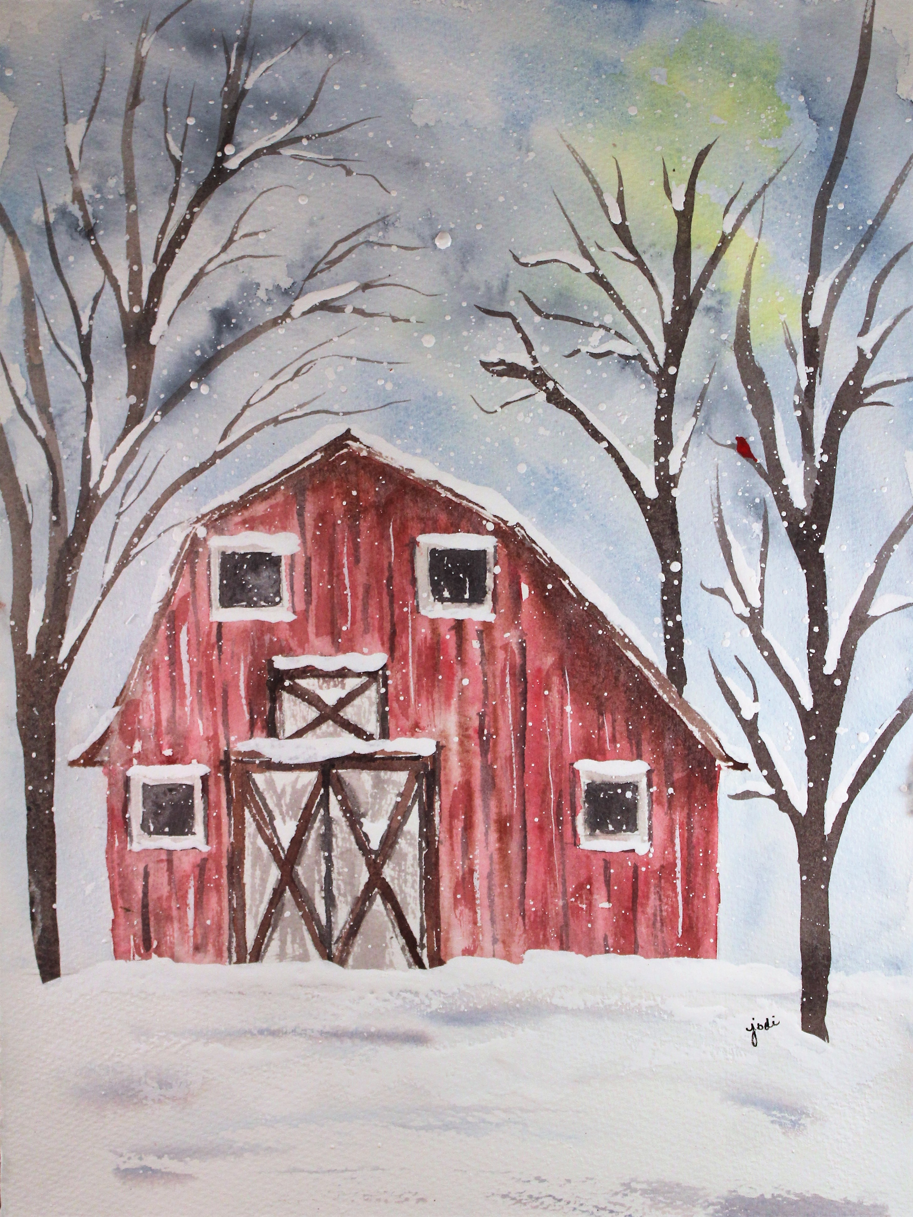 Red Barn Watercolor at PaintingValley.com | Explore collection of Red ...