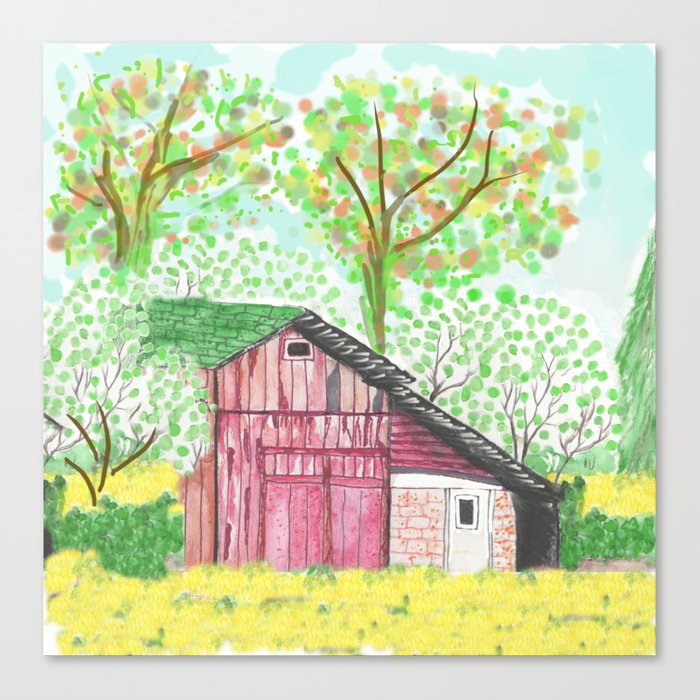 700x700 Watercolor Red Barn Canvas Print By Valiante Society6 - Red Barn Watercolor