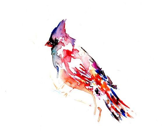 570x456 Cardinal Watercolor Painting Watercolor Print Of Bird Etsy - Red Bird Watercolor