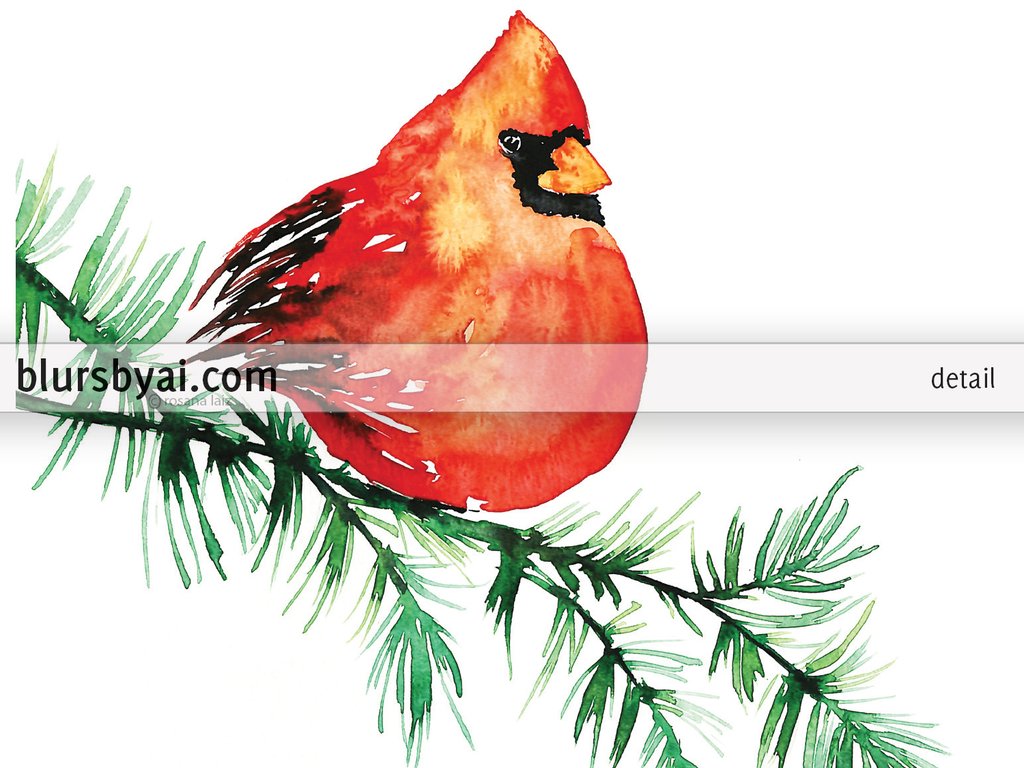 1024x768 Editable Pdf Christmas Card Template Watercolor Red Cardinal In A - Red Cardinal Watercolor