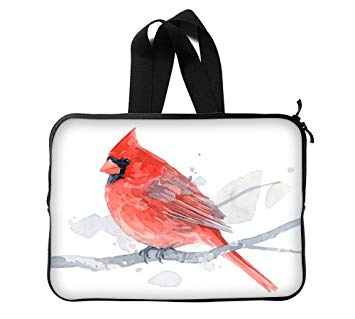 355x319 Red Cardinal Watercolor Custom Laptop Sleeve Case - Red Cardinal Watercolor