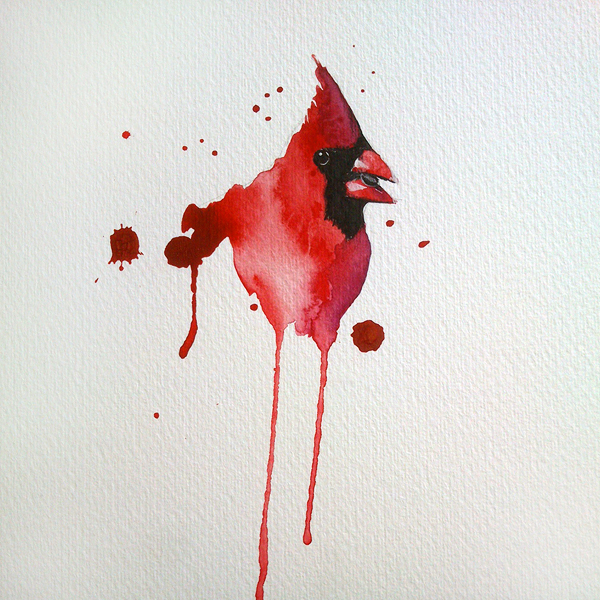 600x600 Red Cardinal Watercolor By Excentric - Red Cardinal Watercolor