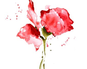 340x270 Red Flower Painting Etsy - Red Flower Watercolor