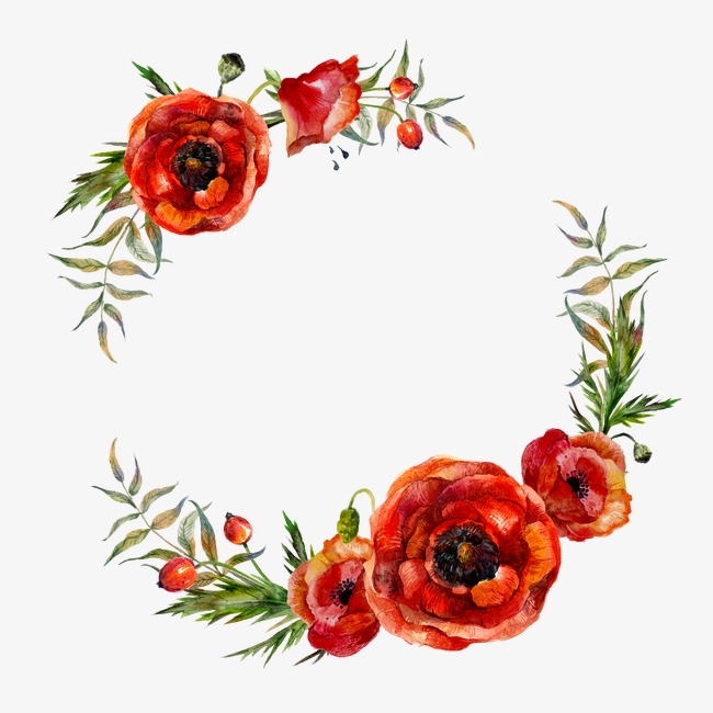 650x650 Flower Garlands, Flower Clipart, Red, Watercolor Flowers Png Image - Red Flower Watercolor