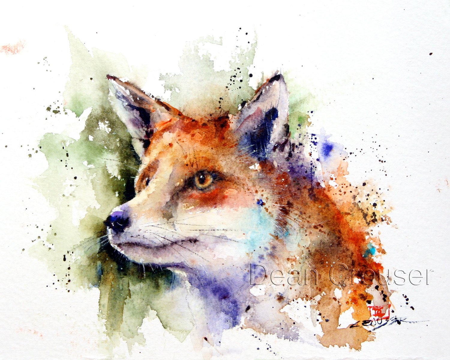 1500x1200 Red Fox Watercolor Nature Print By Dean Crouser Etsy - Red Fox Watercolor