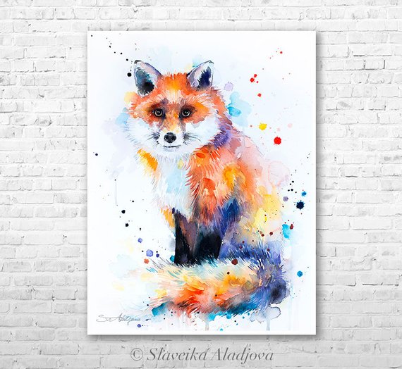 570x524 Red Fox Watercolor Painting Print By Slaveika Aladjova Art Etsy - Red Fox Watercolor