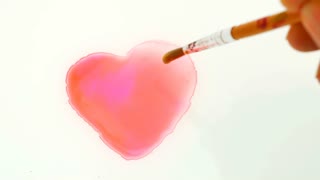 320x180 Painting Watercolor Of Heart Shape With Brush On White Stock Video - Red Heart Watercolor