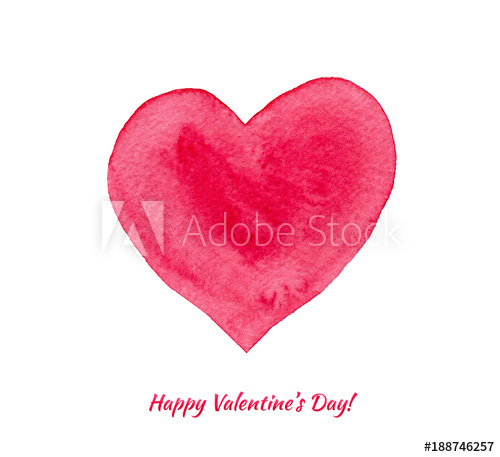 500x457 Valentines Day Watercolor Background With Big Red Heart - Red Heart Watercolor