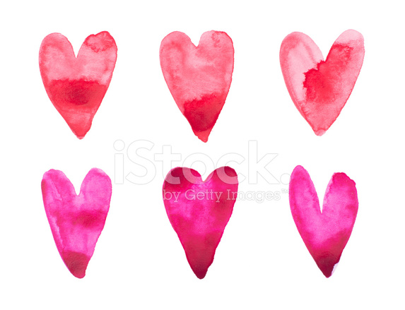 573x439 Watercolor Aquarelle Hand Drawn Red Heart Love Art Paint On Stock - Red Heart Watercolor