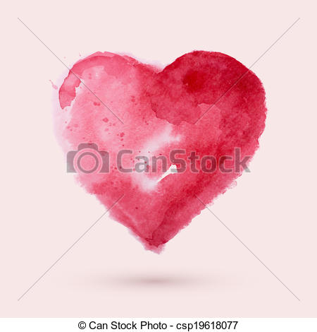450x470 Watercolor Heart, Vector Illustration. Art Paints Watercolor Red - Red Heart Watercolor