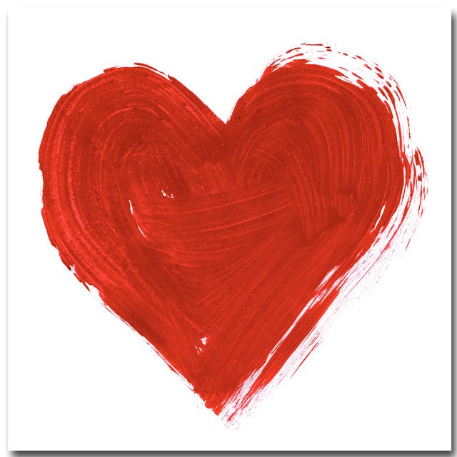 640x640 Watercolor Romantic Red Heart Canvas Art Print Poster Wall - Red Heart Watercolor