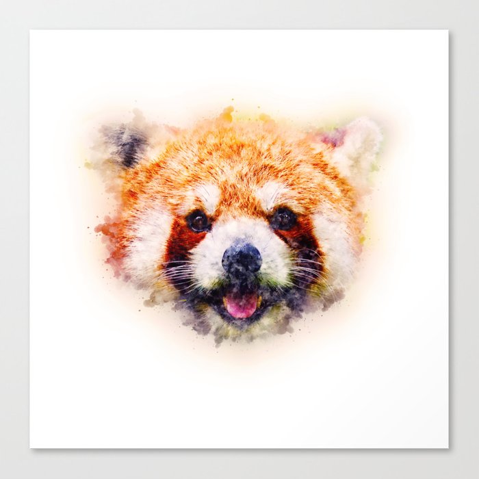 700x700 Red Panda Watercolor Painting Art Canvas Print By Shovalperez - Red Panda Watercolor