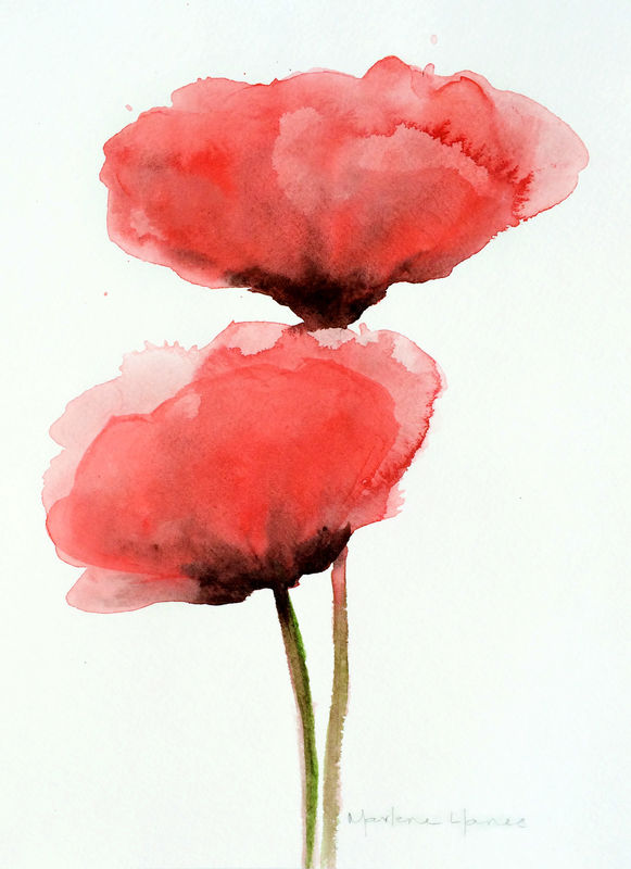 581x800 Red Poppies (Original Watercolor) - Red Poppy Watercolor