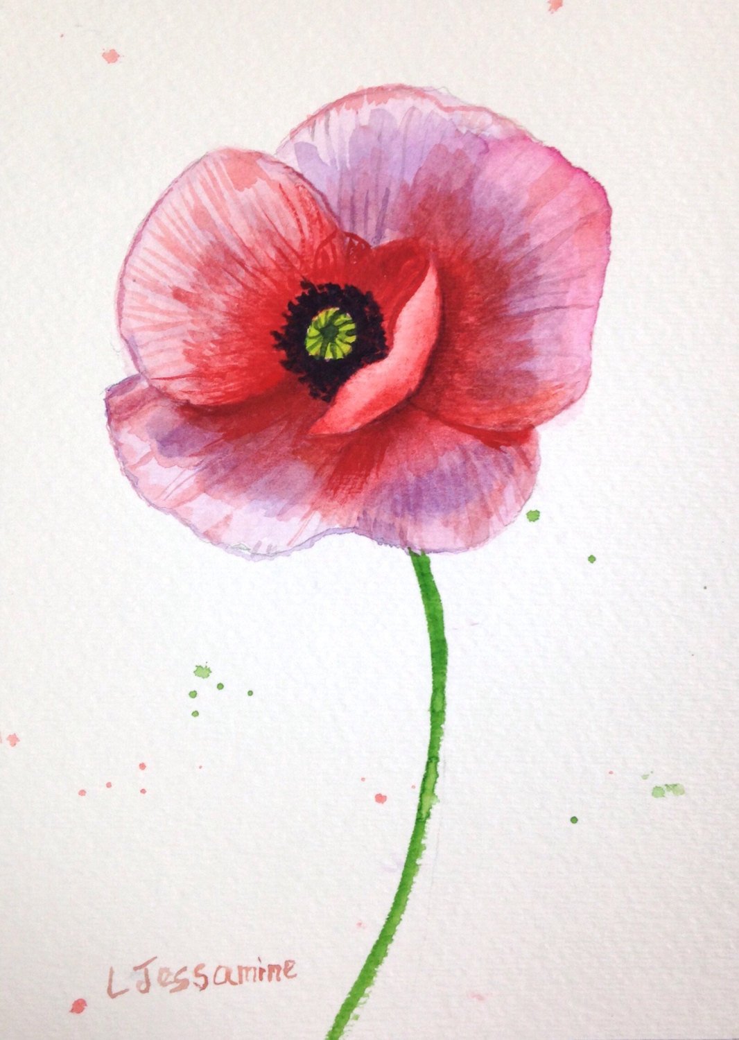 1066x1500 Red Poppy Flower Painting, Original Watercolor Painting, Red - Red Poppy Watercolor
