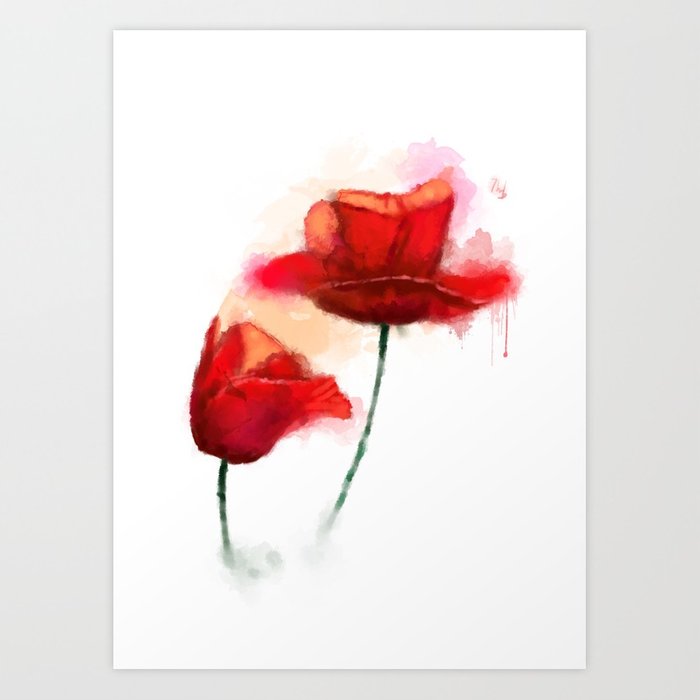 700x700 Red Poppy Watercolor Painting Art Print By Thubakabra Society6 - Red Poppy Watercolor