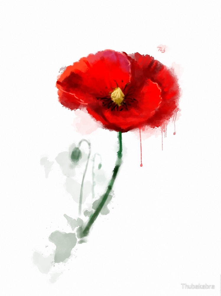 748x1000 Red Poppy Watercolor Painting By Thubakabra Redbubble - Red Poppy Watercolor