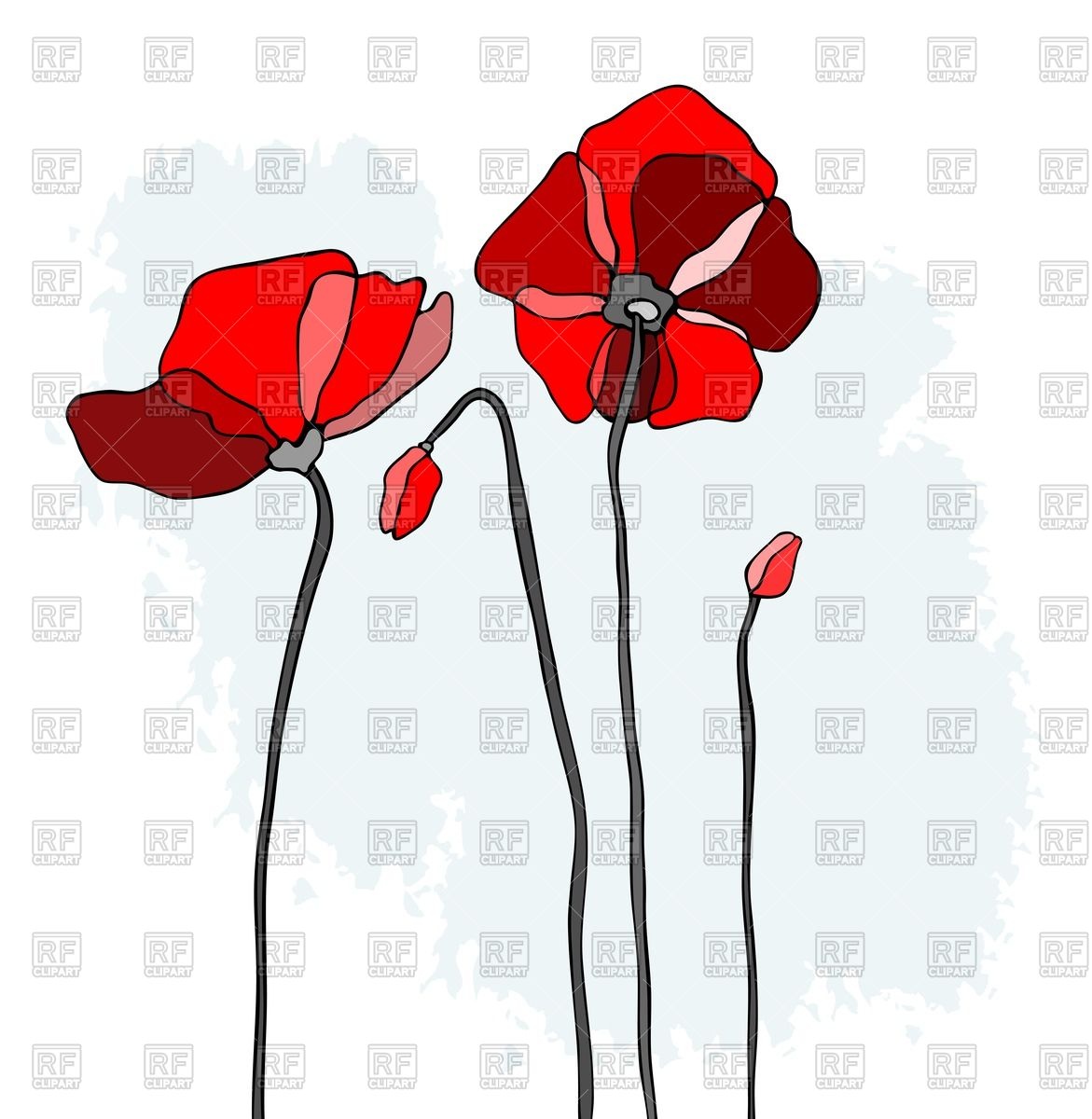 1171x1200 Red Poppies On Blue Watercolor Background Vector Image Vector - Red Poppy Watercolor