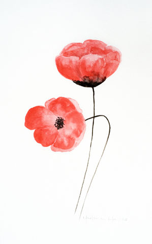 299x480 Happy Red Poppy (Original Watercolor) - Red Poppy Watercolor