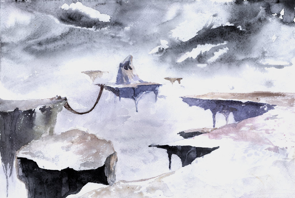 1024x687 Isolated Volcano Watercolor Imaginary Landscape Imaginarylandscapes - Reddit Watercolor